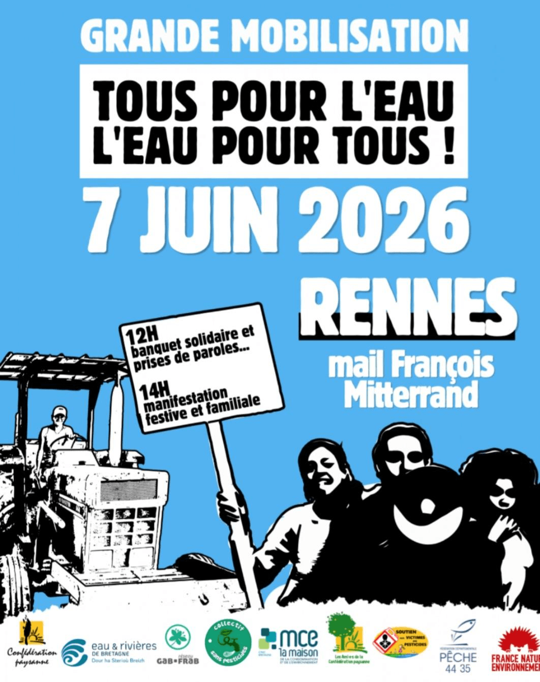 Vie citoyenne : l&rsquo;AAPPMA de l&rsquo;Elorn sera à Rennes pour la défense de la qualité de l&rsquo;eau le dimanche 7 juin.